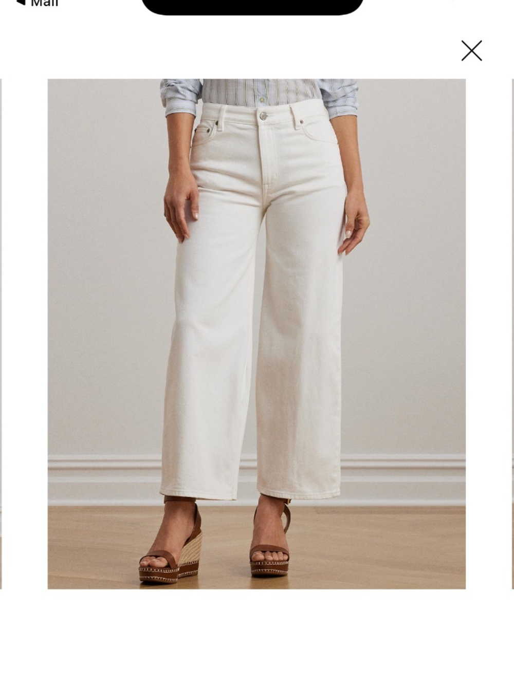 Lauren Ralph Lauren size 8  Women's High-Rise Wide-Leg Cropped Jeans white